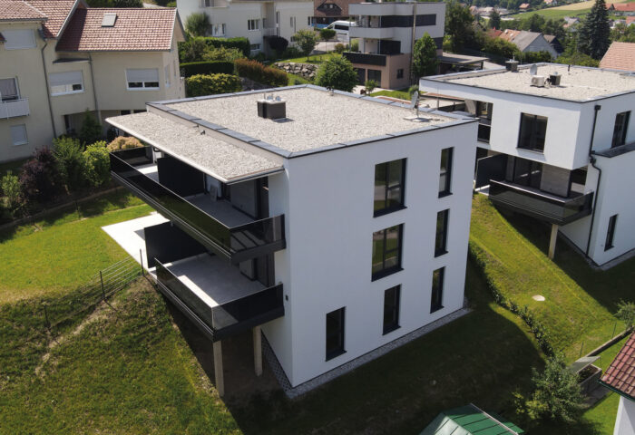 Projekt-Abschluss: Hart bei Graz – Karl Binder-Gasse 46 – Drohnenvideo über fertige Wohnanlage